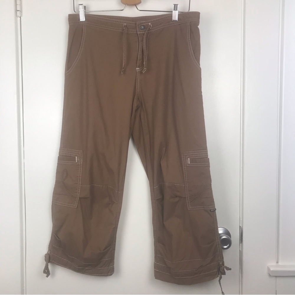 Prana Brown Capris Cargo Drawstring Pants